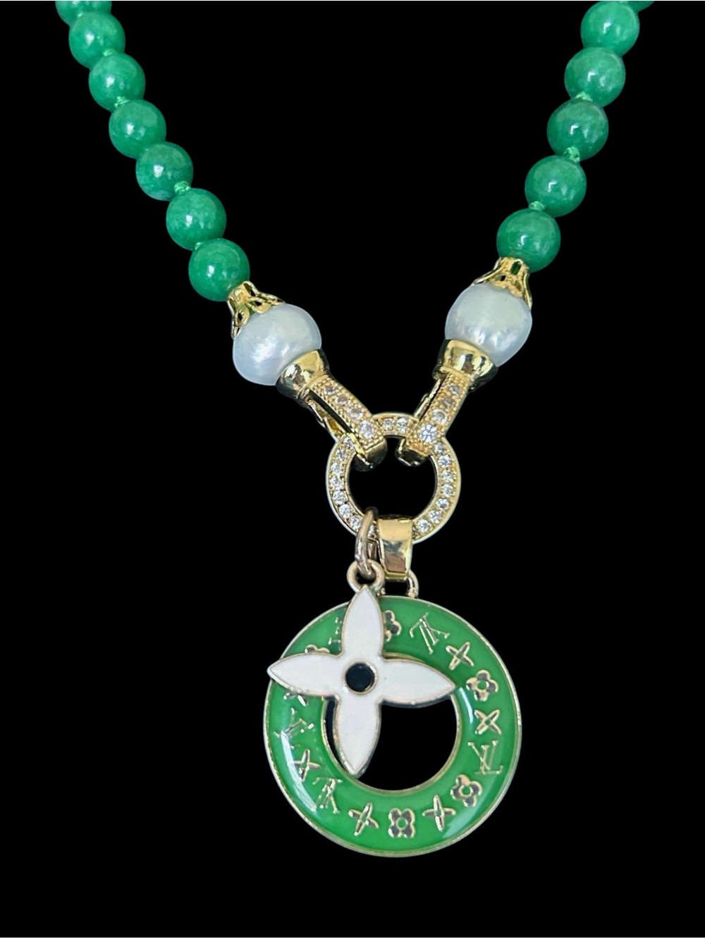 Gorgeous Louis Vuitton Jade Charm Necklace
